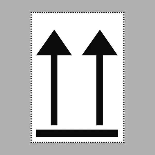 Handhabungsetikett: Diese Seite oben | 7,5×10 cm