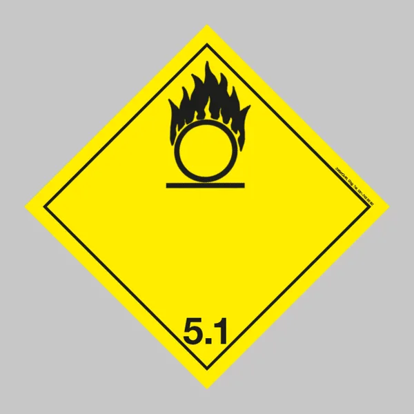 Gefahrgutetikett: Klasse 5.1 Entzündend (oxidierend) wirkende Stoffe | 10×10 cm
