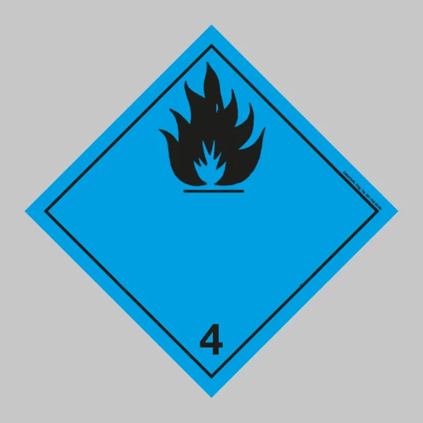 Klasse 4.3 Stoffe, die bei Berührung mit Wasser entzündbare Gase entwickeln | 25×25 cm